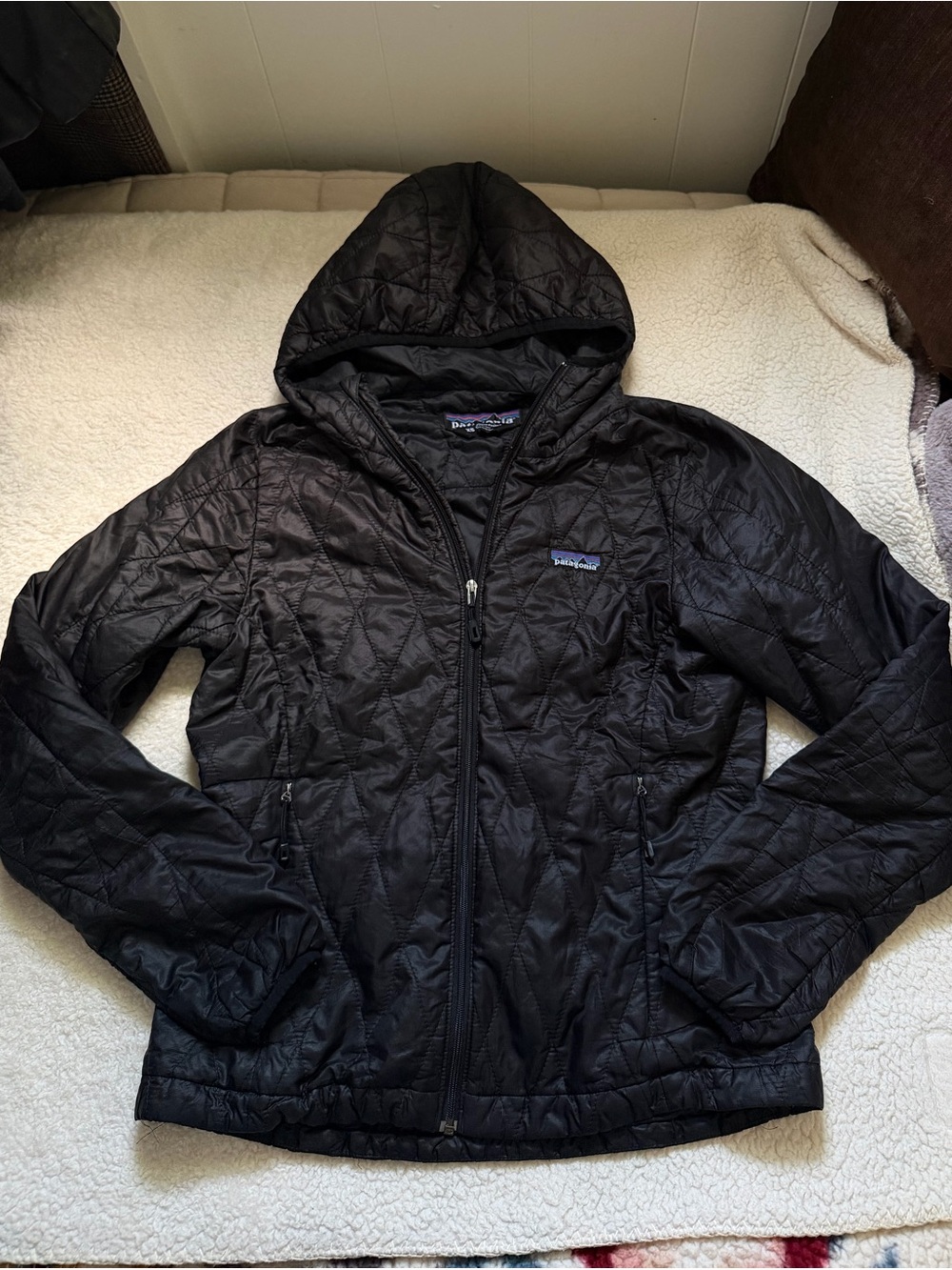 Patagonia Women's Black Quilted Hooded Puffer Jacket